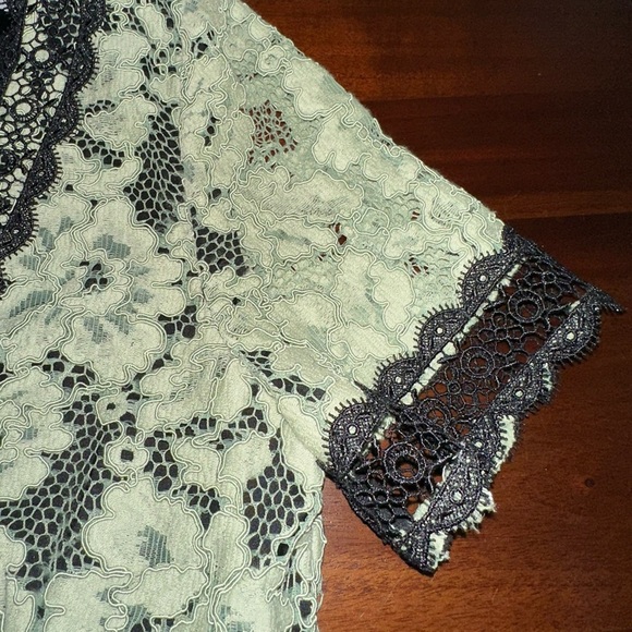 ALEXIS Peplum Lace V Neck Top in Sage - Picture 5 of 6